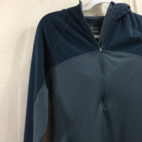 Nike Womens Jacket Zip Front Hooded Athletic Running ½ Zip Blue Size M - Picture 4 of 4